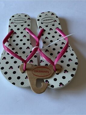 HAVAIANAS WOMENS FLIP FLOPS SIZE 11/12 DISNEY MINNIE MOUSE DOT NWT